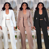 EVE Plus Size Pearl Lapel Blazer Three Piece Pants Set NY-3613