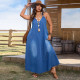 EVE Plus Size Deep V Neck Denim Maxi Dress GDAM-218712