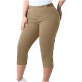 EVE Plus Size Solid Color Seventh Pants GYZY-6662