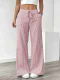 EVE Solid Color Stripe Loose Wide Leg Pants GCNF-5798