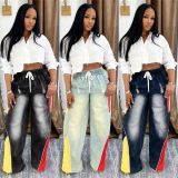 EVE Contrast Color Gradient Straight Leg Denim Jeans SH-391370