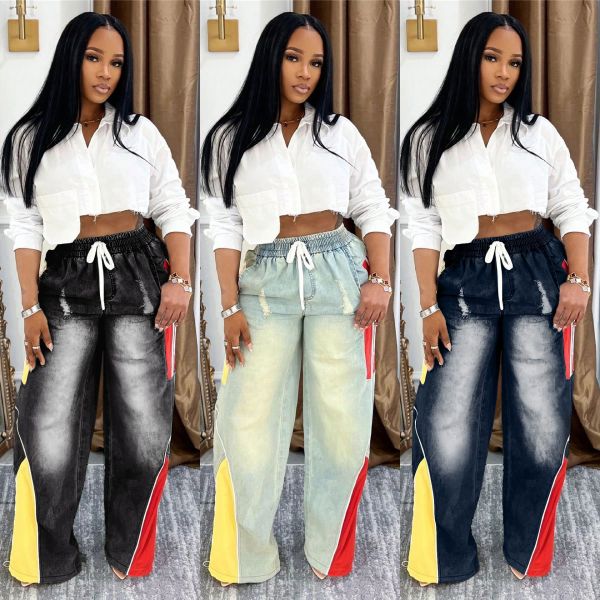EVE Contrast Color Gradient Straight Leg Denim Jeans SH-391370