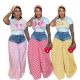 EVE Printed T-shirt Spliced Plaid Wide-leg Pants Two-piece Set SFY-717
