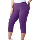 EVE Plus Size Solid Color Seventh Pants GYZY-6662