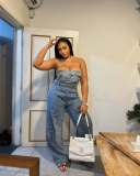 EVE Fashion Wrap Denim Wide Leg Jumpsuit TR-1333