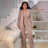 EVE Plus Size Pearl Lapel Blazer Three Piece Pants Set NY-3613