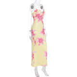 EVE Print Sling V Neck Backless Maxi Dress GWSD-D1994525