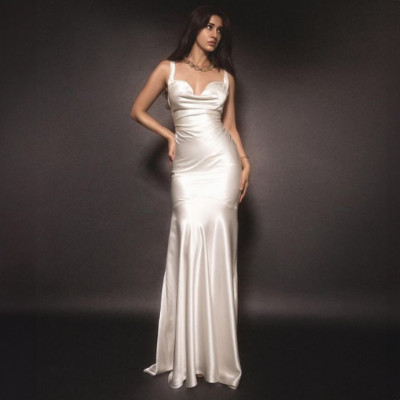 EVE Sexy Sleeveless Solid Color Fishtail Dress  GWSD-D1993462