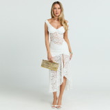 EVE Lace Hollow Out Patchwork Split Maxi Dress GWSD-D1994527
