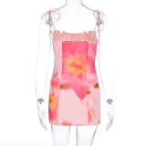 EVE Print Backless Tie Up Mini Dress GWSD-D1994449