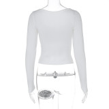 EVE Solid Color Long Sleeve T Shirt GWSD-T1992792