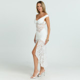 EVE Lace Hollow Out Patchwork Split Maxi Dress GWSD-D1994527