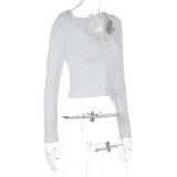 EVE Solid Color Long Sleeve T Shirt GWSD-T1992792
