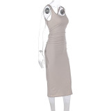 EVE Solid Color Sling Backless Maxi Dress GWSD-D1994402