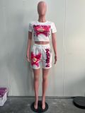 EVE Short Sleeve Print Casual Two Piece Shorts Set SHMF-1002