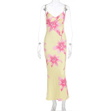 EVE Print Sling V Neck Backless Maxi Dress GWSD-D1994525