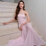EVE Patchwork Mesh Solid Color Tube Top Dress GWSD-D1994542