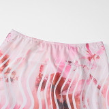 EVE Sexy Print Tie Up Halterneck Top Two Piece Skirt Set GWSD-S1993473