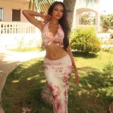 EVE Sexy Print Tie Up Halterneck Top Two Piece Skirt Set GWSD-S1993473