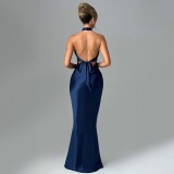 EVE Backless Tie Up Solid Color Maxi Dress GWSD-1993425