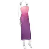 EVE Wrap Slim Gradient Color Long Dress GWSD-D1993617