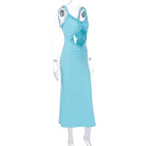 EVE Sleeveless Hollow Out Solid Color Maxi Dress GWSD-D1993475