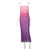 EVE Wrap Slim Gradient Color Long Dress GWSD-D1993617