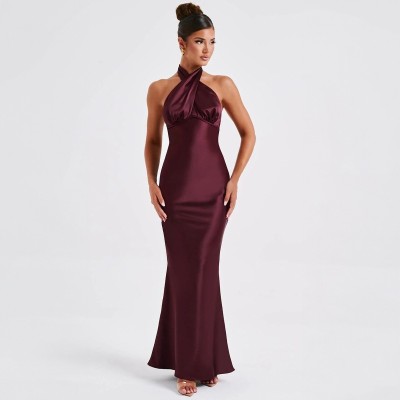 EVE Backless Tie Up Solid Color Maxi Dress GWSD-1993425