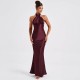 EVE Backless Tie Up Solid Color Maxi Dress GWSD-1993425
