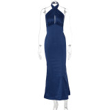 EVE Backless Tie Up Solid Color Maxi Dress GWSD-1993425