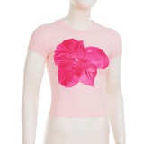 EVE Short Sleeve Print O Neck T Shirt GLRF-WDT35750