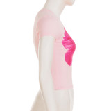EVE Short Sleeve Print O Neck T Shirt GLRF-WDT35750