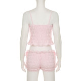 EVE Bow Lace Ruffled Shorts Set GLRF-WDS35972