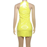 EVE Solid Color Sleeveless Zipper Mini Dress DLSF-K25D70152