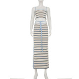 EVE Knits Stripe Sling Tops And Long Skirts 2 Piece Set GLRF-32847
