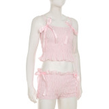 EVE Bow Lace Ruffled Shorts Set GLRF-WDS35972