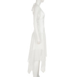 EVE Deep V Neck Backless Mesh Long Dress GLRF-WDD34814