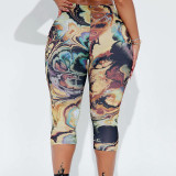 EVE Sexy Print Tight High Waist Seventh Pants GDSF-JJ25PT079