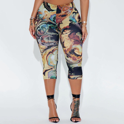 EVE Sexy Print Tight High Waist Seventh Pants GDSF-JJ25PT079
