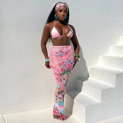 EVE Printed Bikini Swimsuit 3 Piece Set Without Headscarf CYA-901773