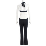 EVE Hollow Out Halterneck Backless Jumpsuit GNZD-41527JBG