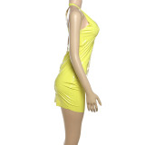 EVE Solid Color Sleeveless Zipper Mini Dress DLSF-K25D70152