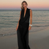 EVE Solid Color Mesh See Through Maxi Dress XEF-K25D71270