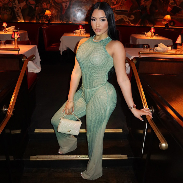 EVE Print O Neck Sleeveless Two Piece Pants Set GSZM-C25ST047