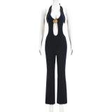 EVE Hollow Out Halterneck Backless Jumpsuit GNZD-41527JBG