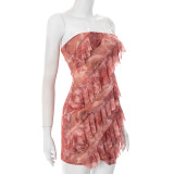 EVE Sexy Ruffles Mesh Tube Top Dress GDSF-J25DS062