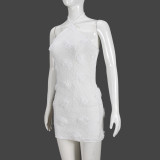 EVE Solid Color Halterneck Backless Mini Dress GNZD-32293DBY