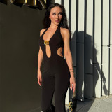EVE Hollow Out Halterneck Backless Jumpsuit GNZD-41527JBG