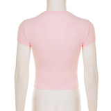EVE Short Sleeve Print O Neck T Shirt GLRF-WDT35750