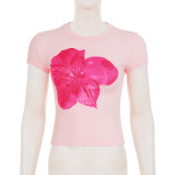 EVE Short Sleeve Print O Neck T Shirt GLRF-WDT35750